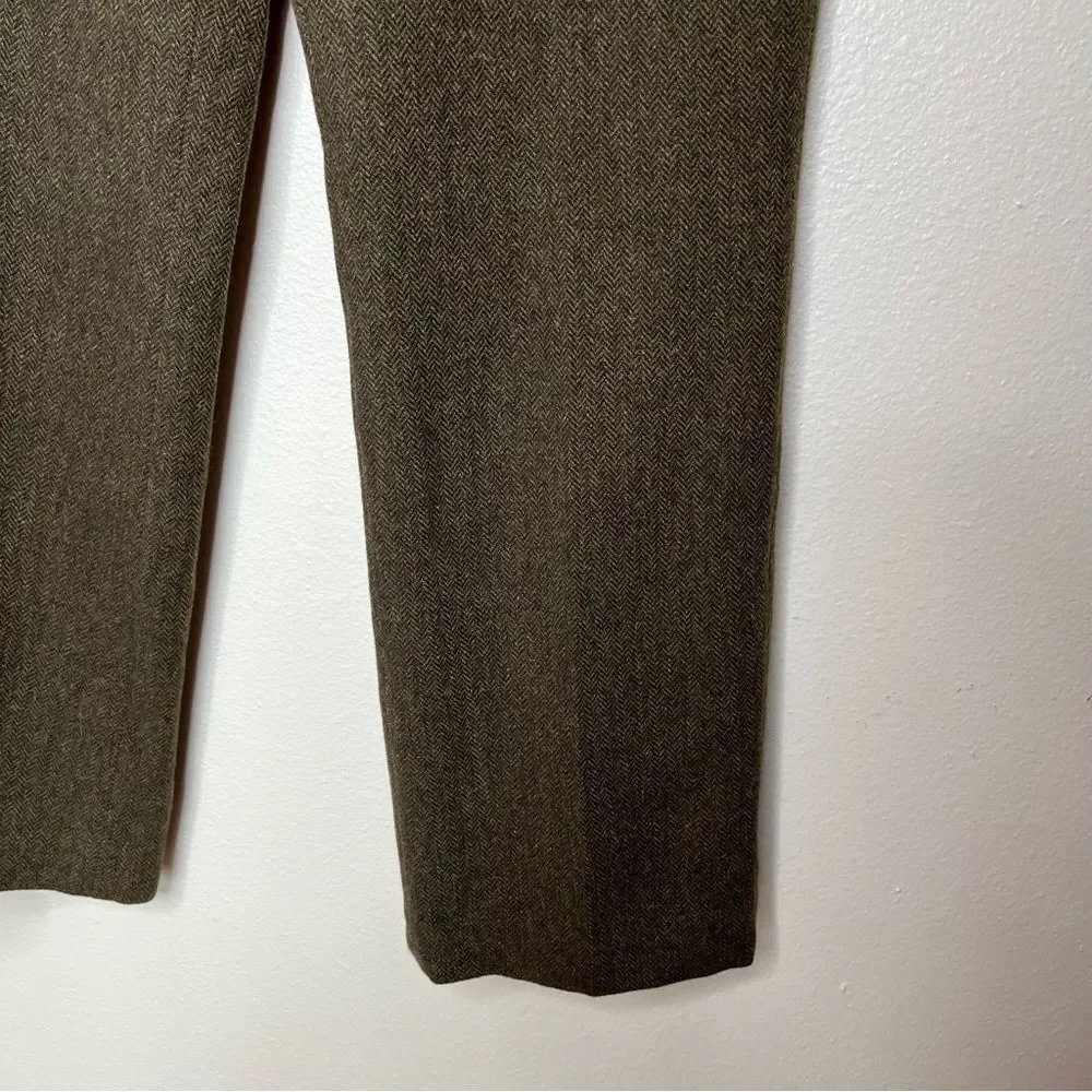 Chaps Wool Herringbone Straight Leg Poly Lined Brown Tan Pant Womens Size 12